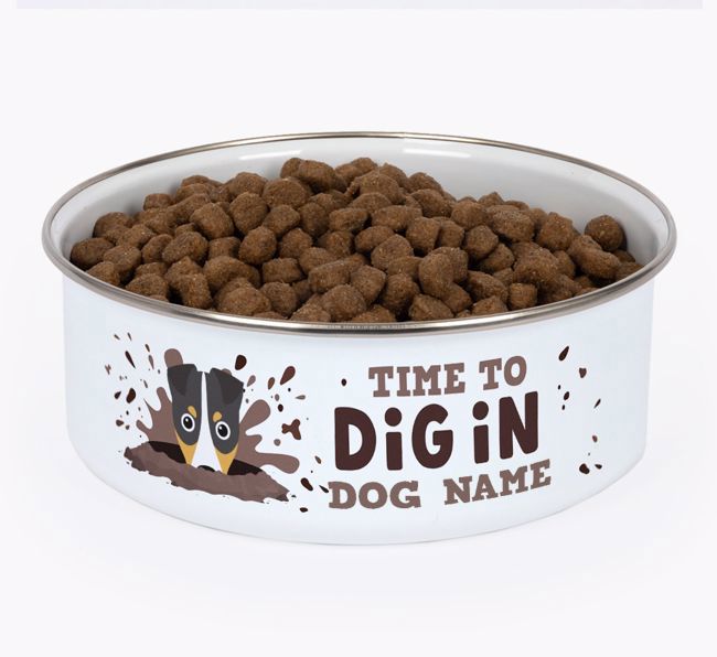 Time To Dig In: Personalised {breedFullName} Enamel Dog Bowl